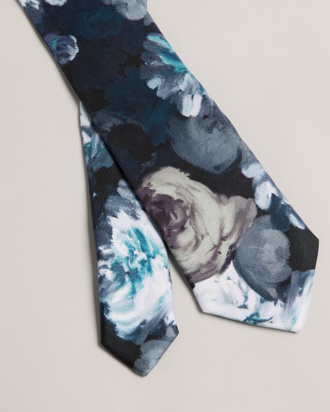 Cravates Ted Baker Painted Floral Print Silk Turquoise Bleu Homme | FVU-43550523